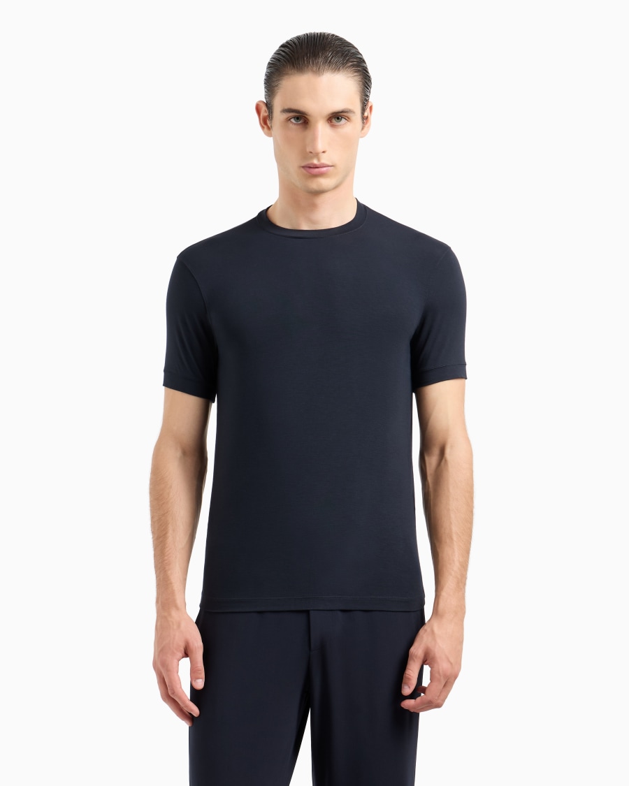 ﻿The world of armani T-SHIRT GIROCOLLO ICON IN JERSEY DI VISCOSA STRETCH In Vendita