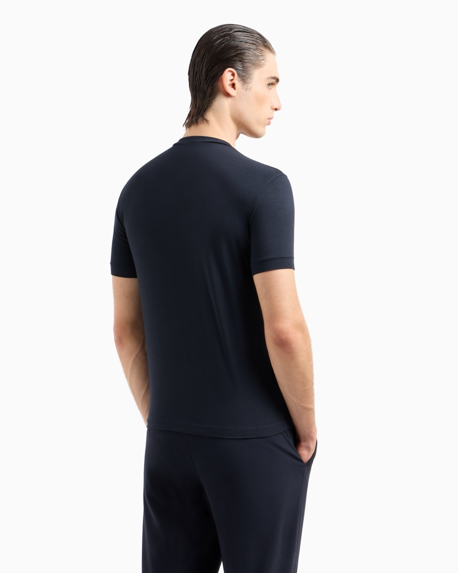 ﻿The world of armani T-SHIRT GIROCOLLO ICON IN JERSEY DI VISCOSA STRETCH In Vendita
