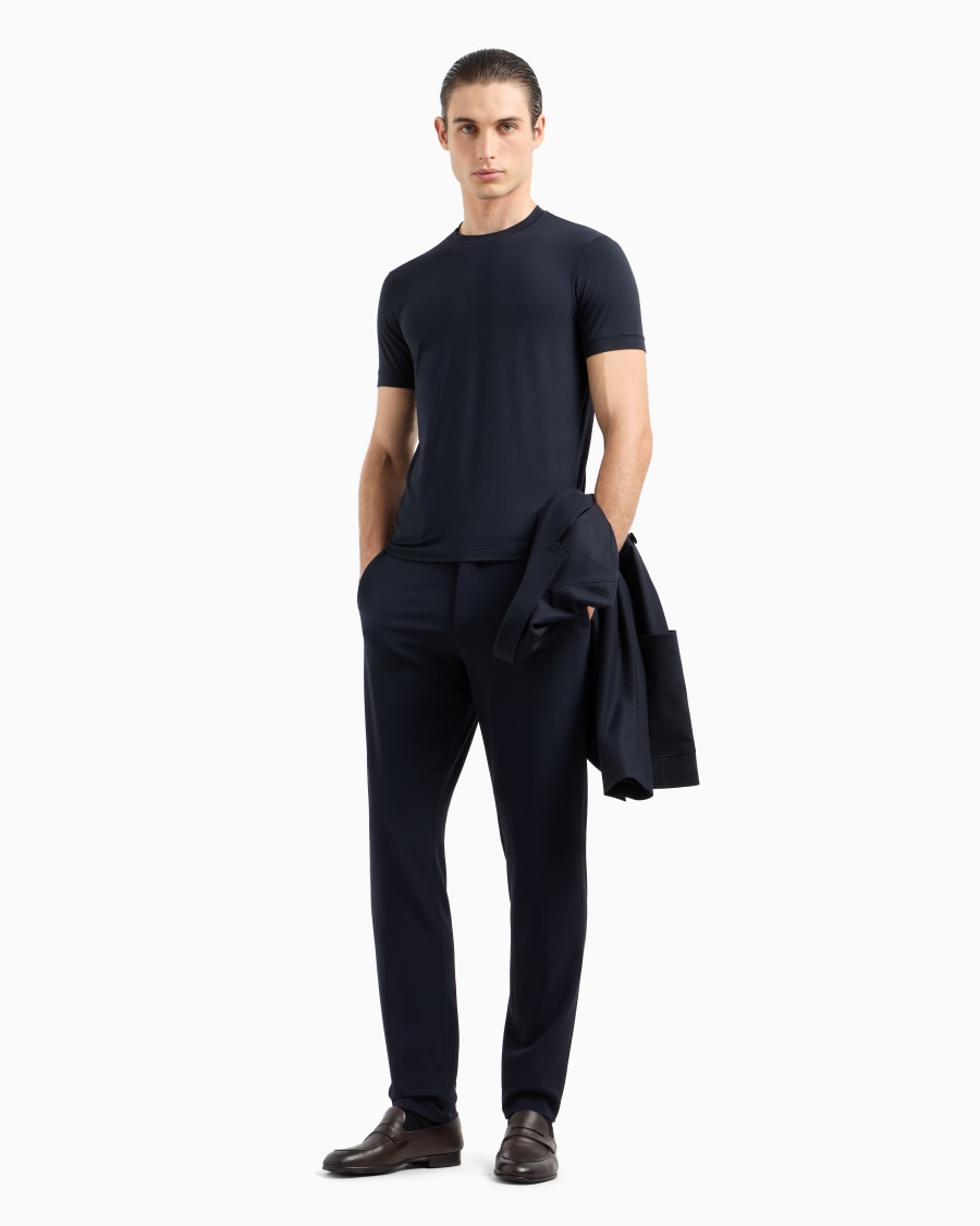 ﻿The world of armani T-SHIRT GIROCOLLO ICON IN JERSEY DI VISCOSA STRETCH In Vendita