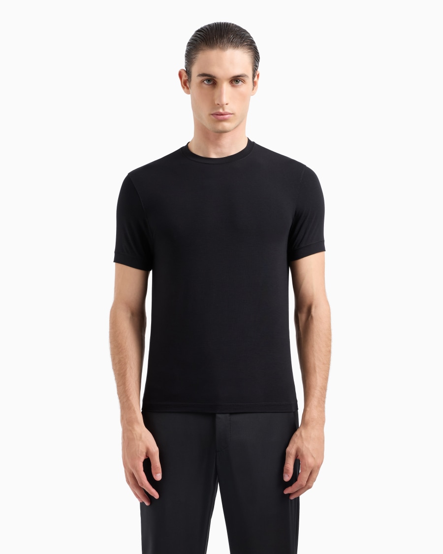 The world of armani T-SHIRT GIROCOLLO ICON IN JERSEY DI VISCOSA STRETCH Hotsell