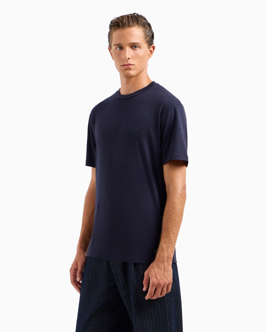 The world of armani T-SHIRT GIROCOLLO IN INTERLOCK DI COTONE E CASHMERE 2025