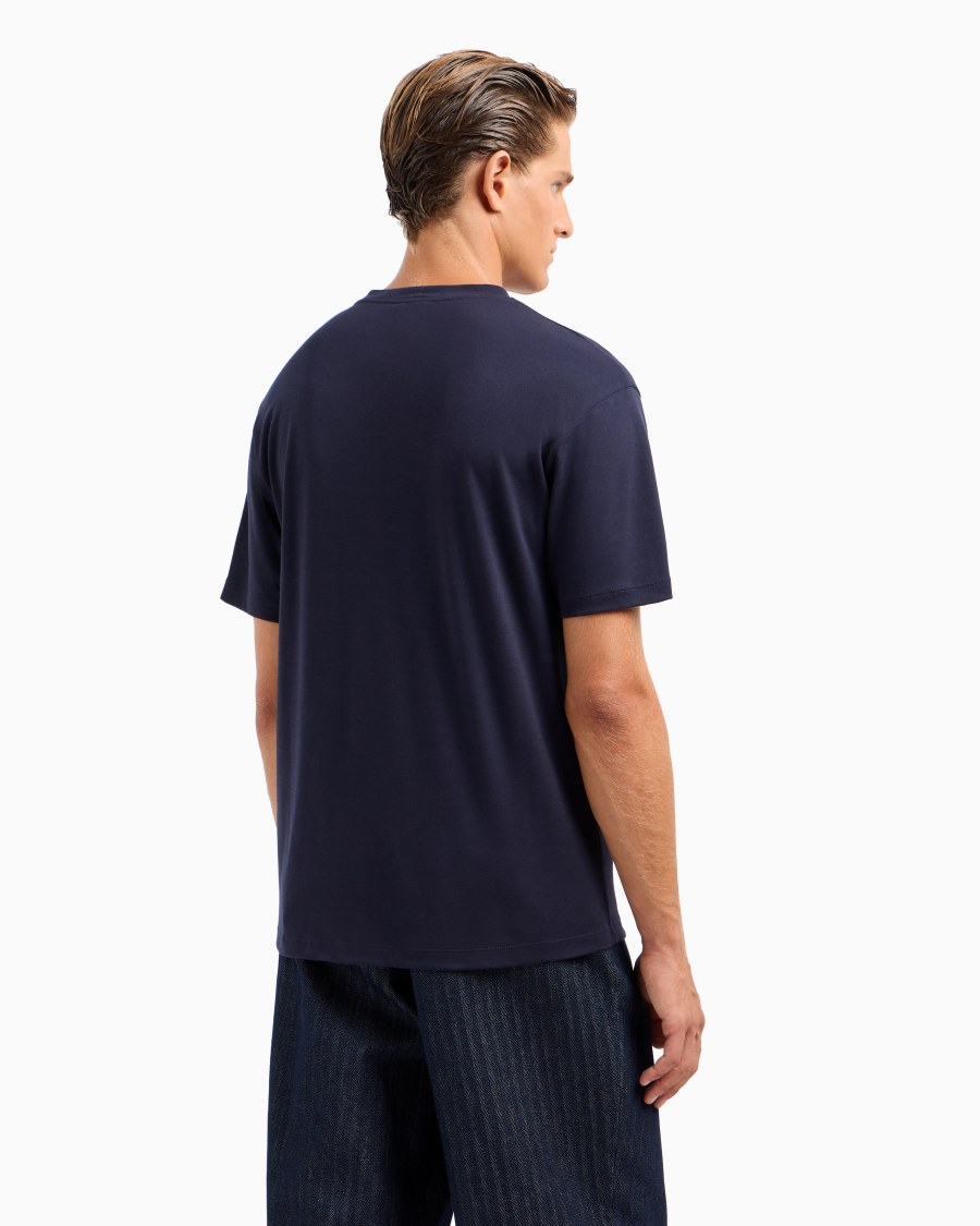 The world of armani T-SHIRT GIROCOLLO IN INTERLOCK DI COTONE E CASHMERE 2025