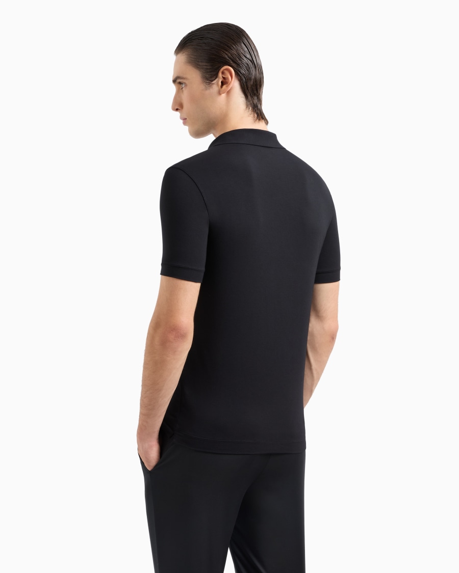 The world of armani POLO A MANICHE CORTE IN JERSEY DI VISCOSA STRETCH Nuovo
