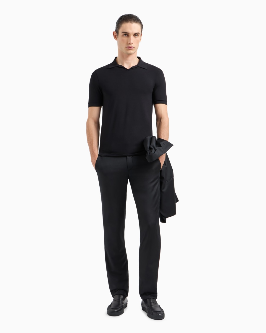 The world of armani POLO A MANICHE CORTE IN JERSEY DI VISCOSA STRETCH Nuovo