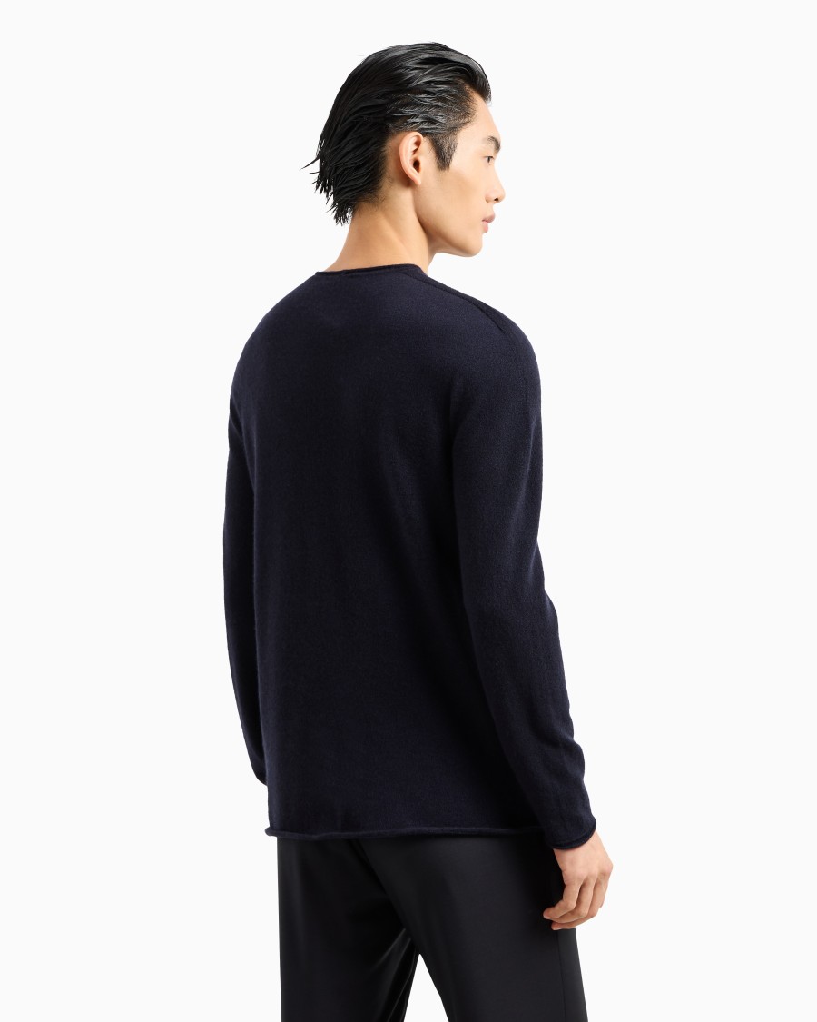 The world of armani MAGLIA GIROCOLLO ICON IN INTERLOCK DI CASHMERE Esporta salva