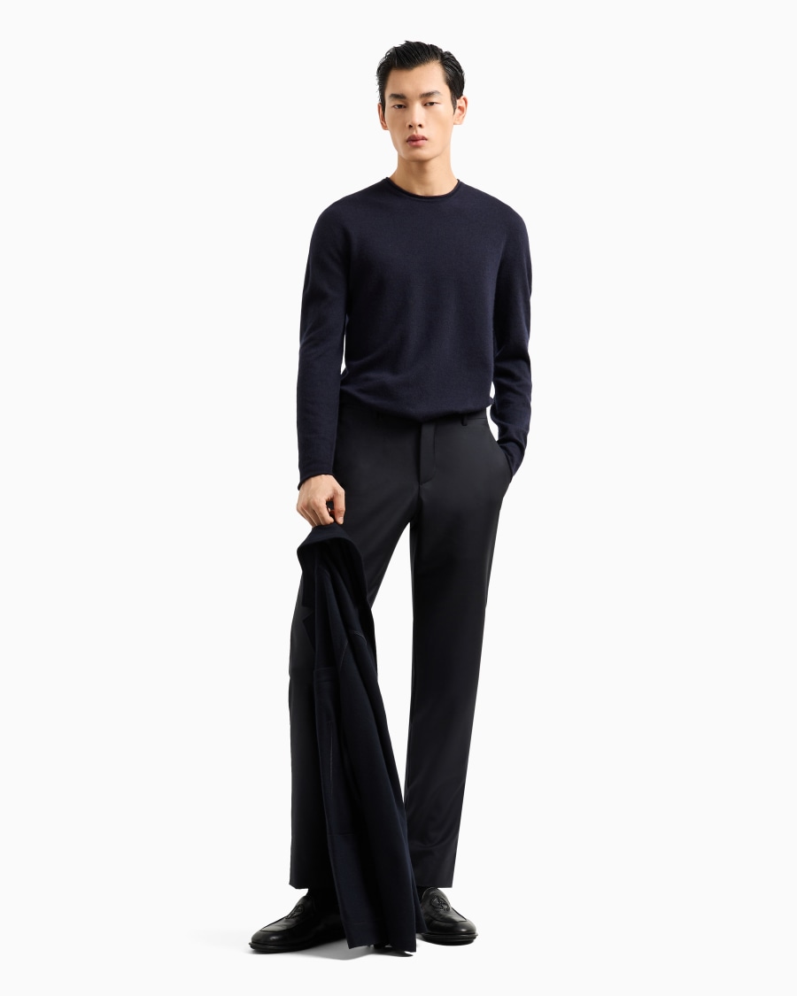 The world of armani MAGLIA GIROCOLLO ICON IN INTERLOCK DI CASHMERE Esporta salva