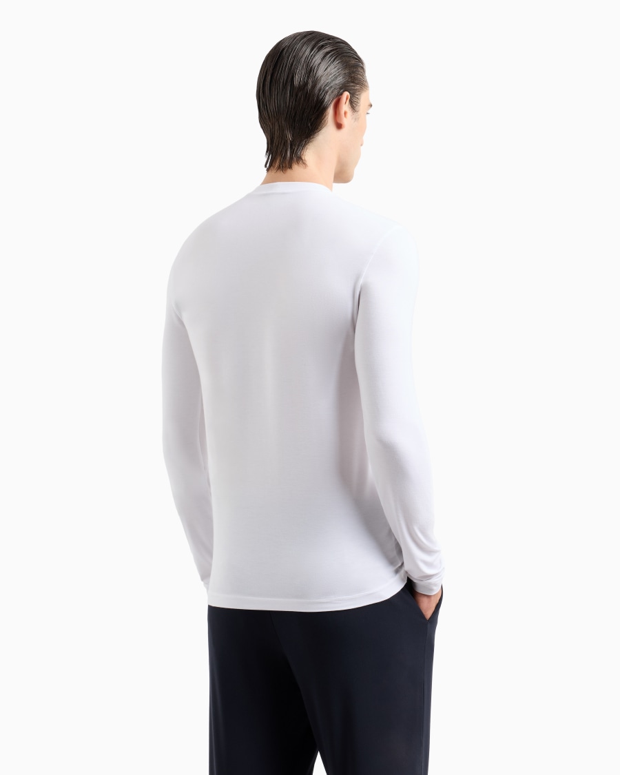 The world of armani MAGLIA GIROCOLLO A MANICHE LUNGHE IN JERSEY DI VISCOSA STRETCH Prezzo Ridotto