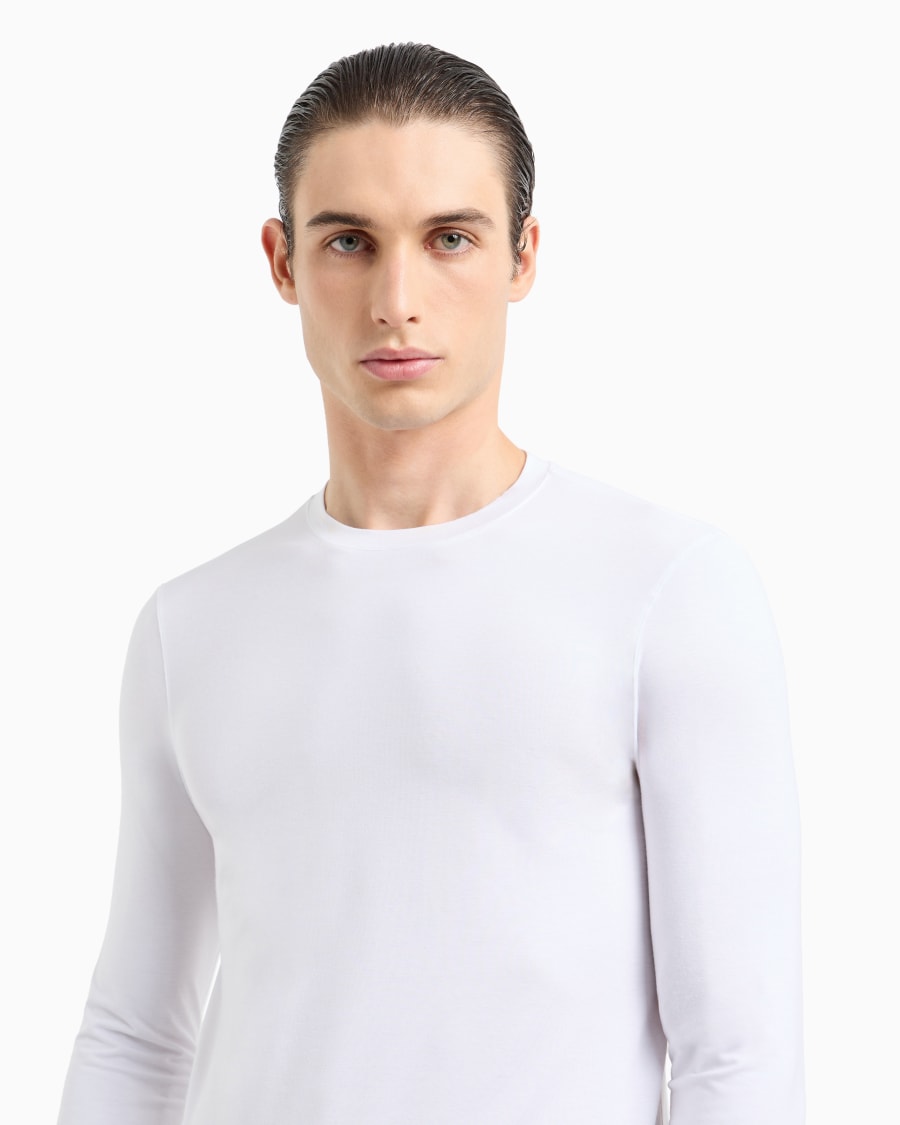The world of armani MAGLIA GIROCOLLO A MANICHE LUNGHE IN JERSEY DI VISCOSA STRETCH Prezzo Ridotto