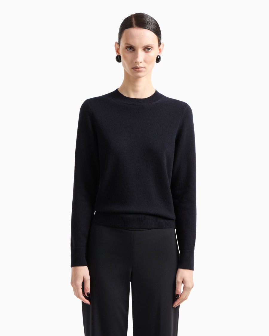 The world of armani MAGLIONE IN CASHMERE CON PROFILI A COSTE In Saldo