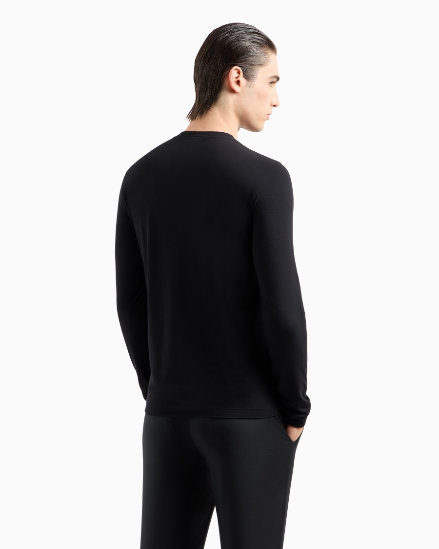 The world of armani MAGLIA GIROCOLLO A MANICHE LUNGHE IN JERSEY DI VISCOSA STRETCH Promozione Limitata