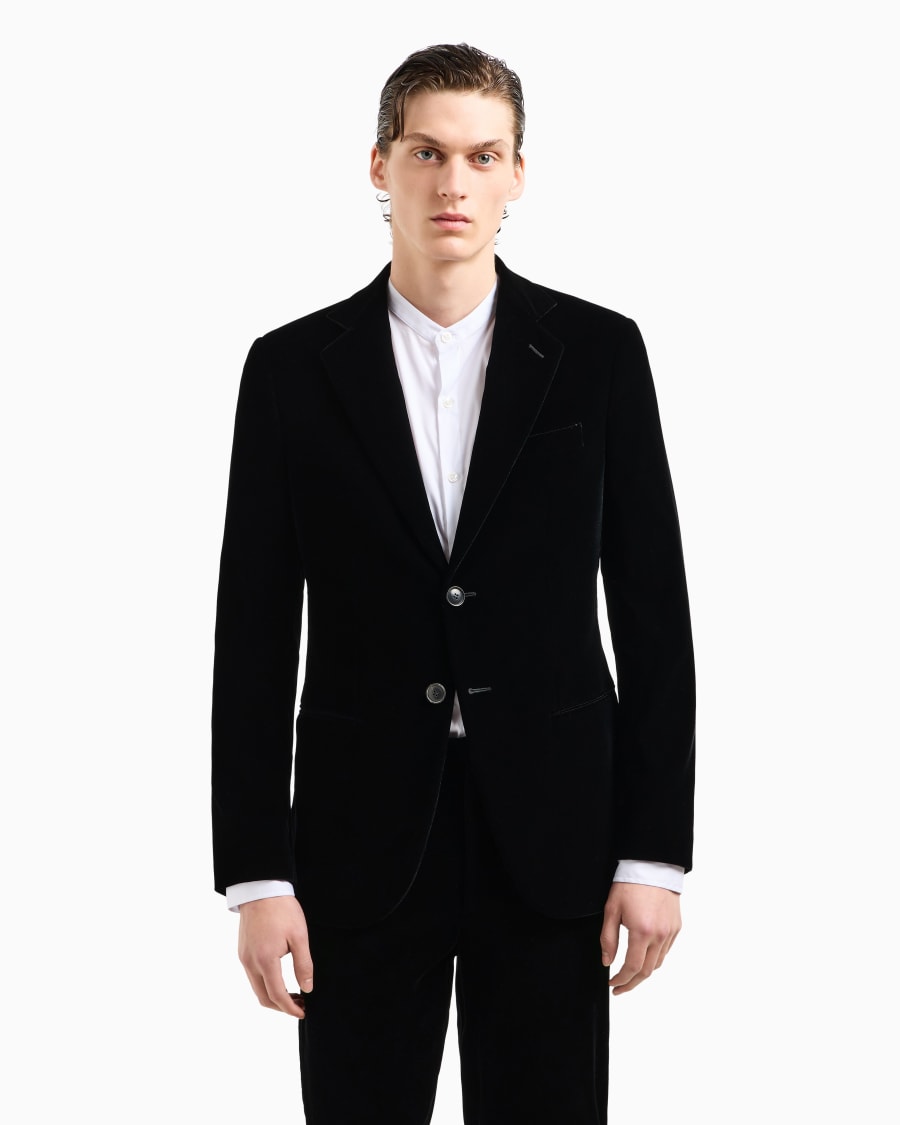 The world of armani GIACCA ICON MONOPETTO LINEA GEORGE IN VELLUTO STRETCH Sottocosto