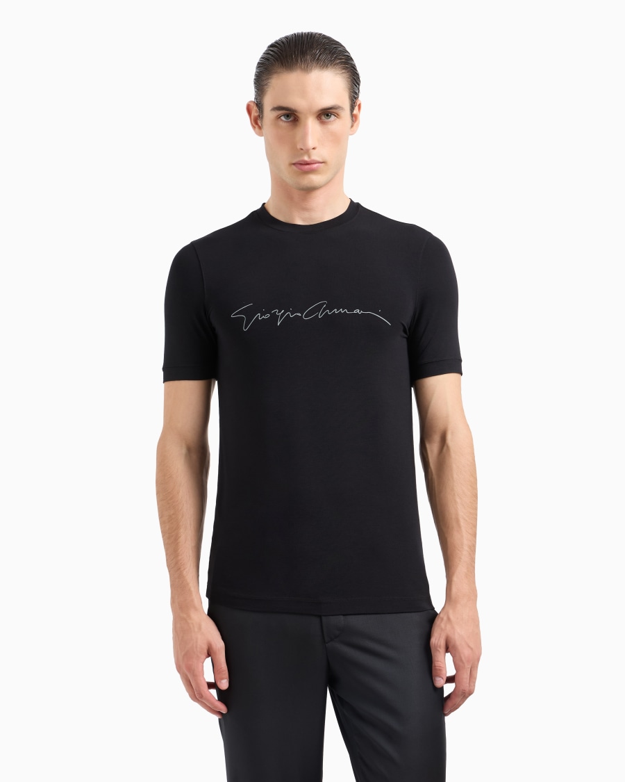 The world of armani T-SHIRT IN JERSEY BAMBOO DI VISCOSA STRETCH Offerta