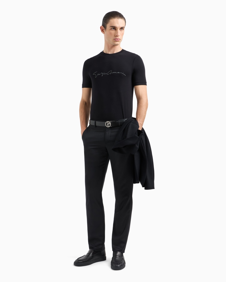 The world of armani T-SHIRT IN JERSEY BAMBOO DI VISCOSA STRETCH Offerta