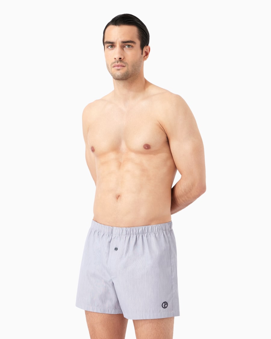 The world of armani BOXER IN COTONE CON LOGO RICAMATO Outlet