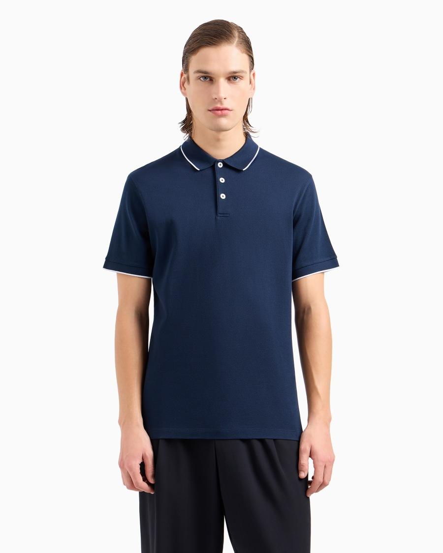 The world of armani POLO IN PIQUET DI COTONE FILO DI SCOZIA In Vendita