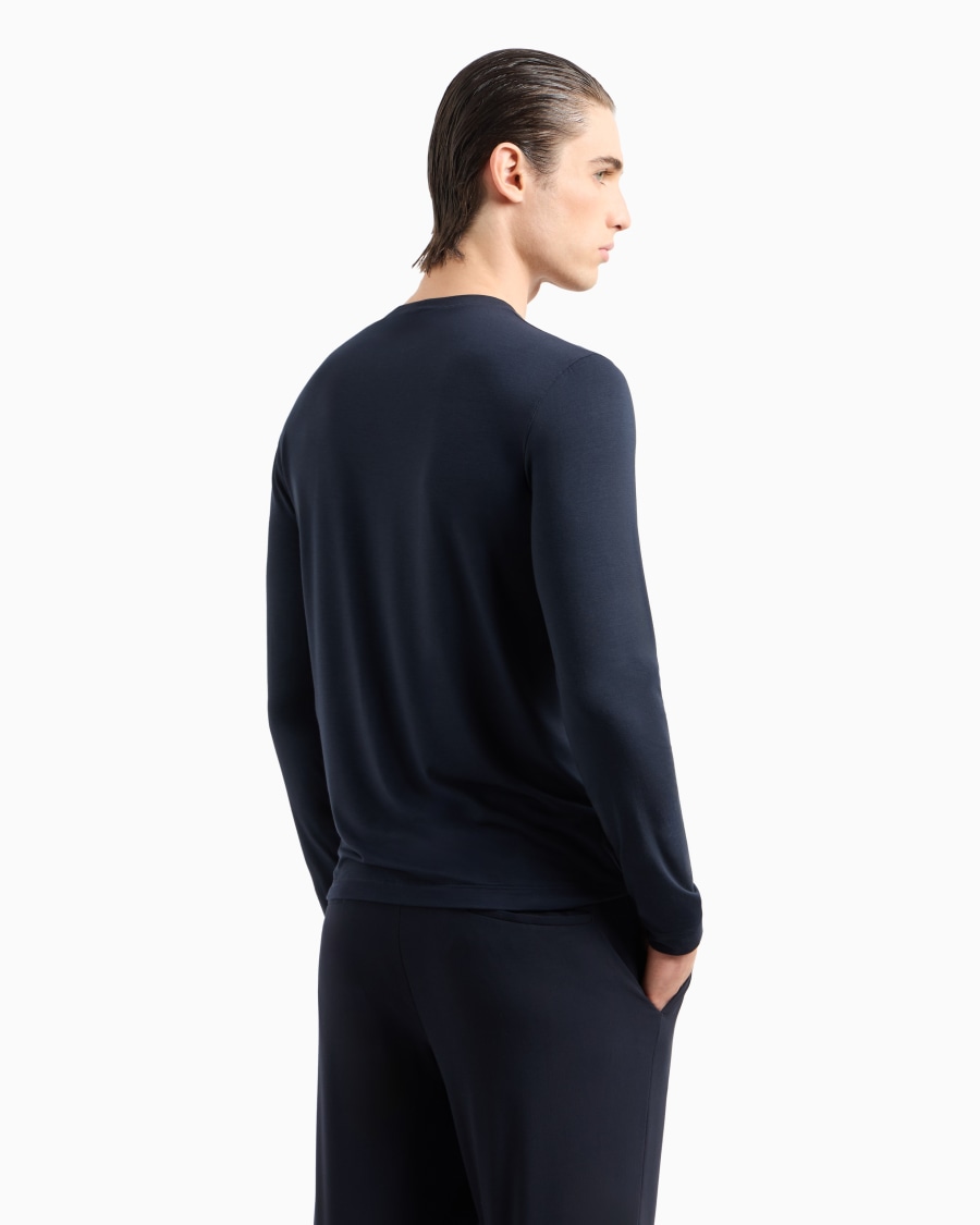 The world of armani MAGLIA GIROCOLLO A MANICHE LUNGHE IN JERSEY DI VISCOSA STRETCH Vendita Calda
