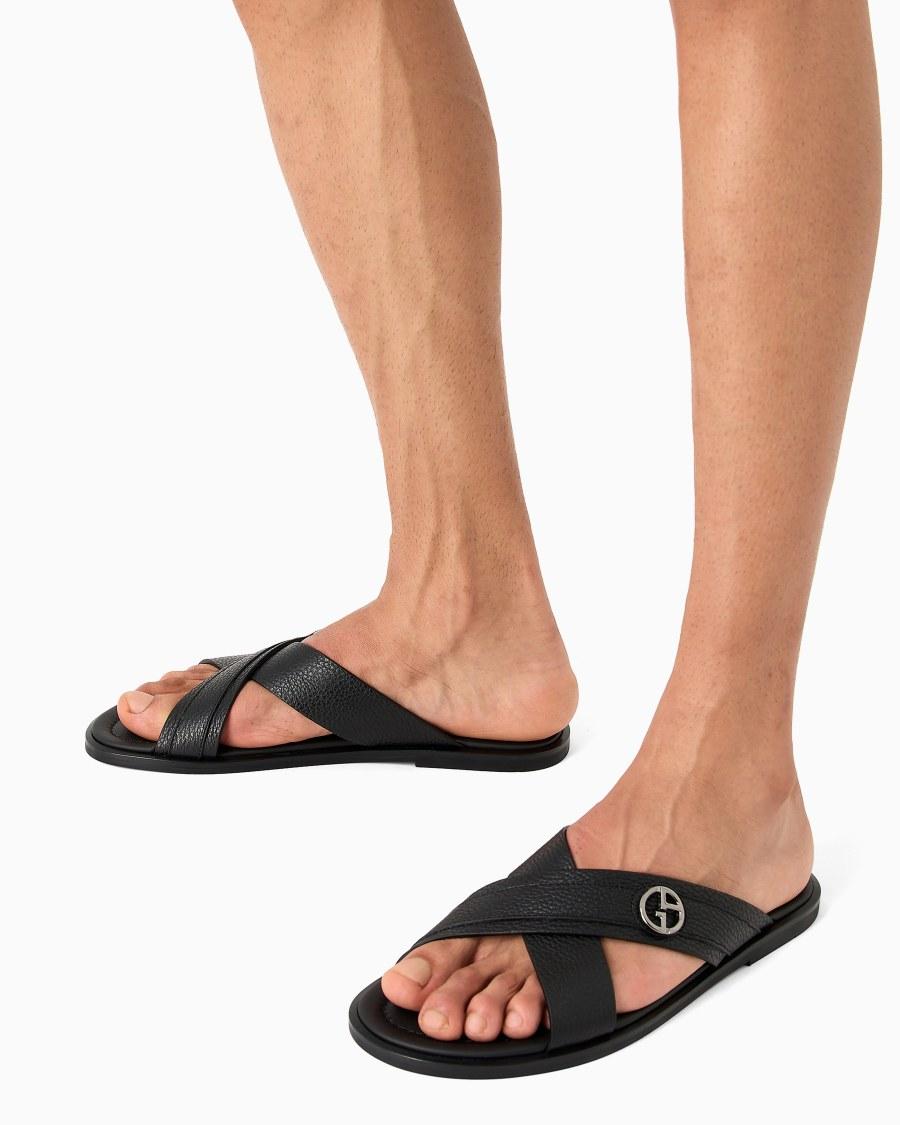 The world of armani SANDALI CROSS IN PELLE GRANATA Vendita Economica