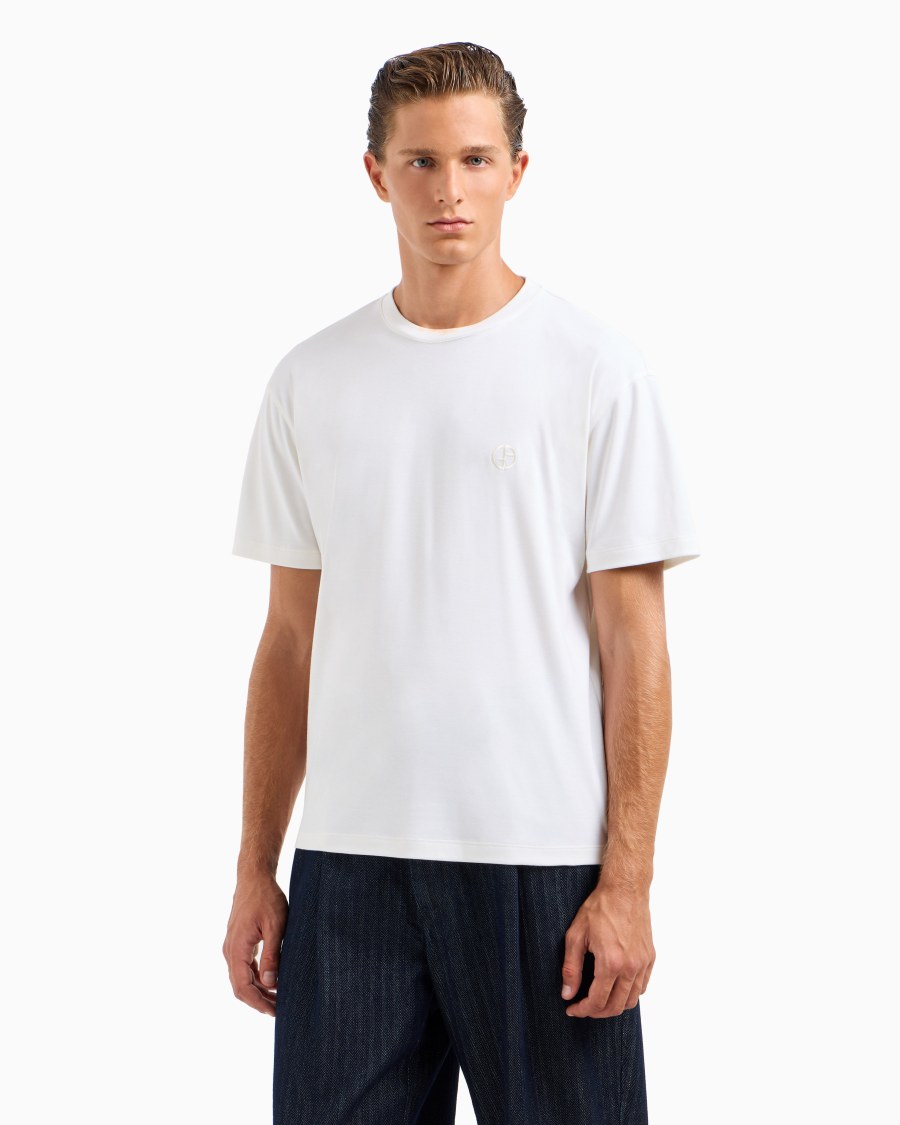The world of armani T-SHIRT GIROCOLLO IN INTERLOCK DI COTONE E CASHMERE I Più Venduti