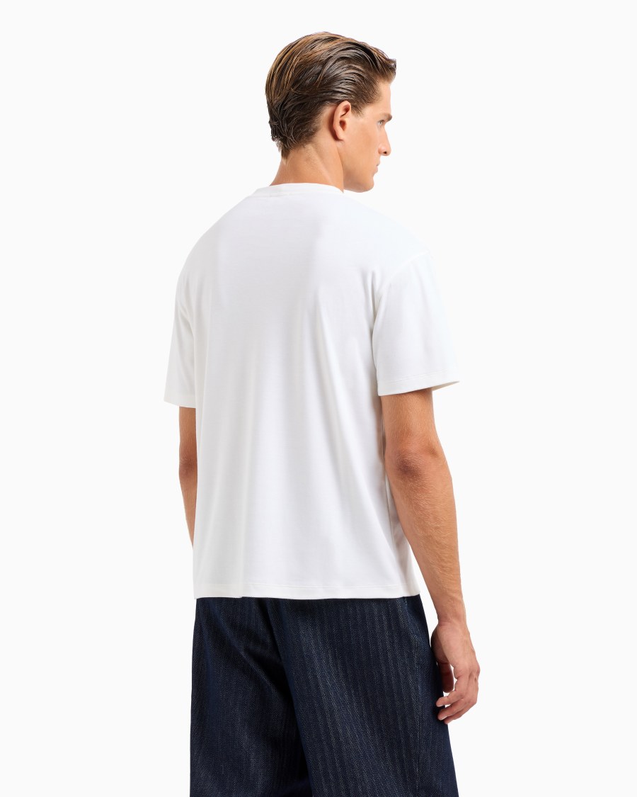 The world of armani T-SHIRT GIROCOLLO IN INTERLOCK DI COTONE E CASHMERE I Più Venduti