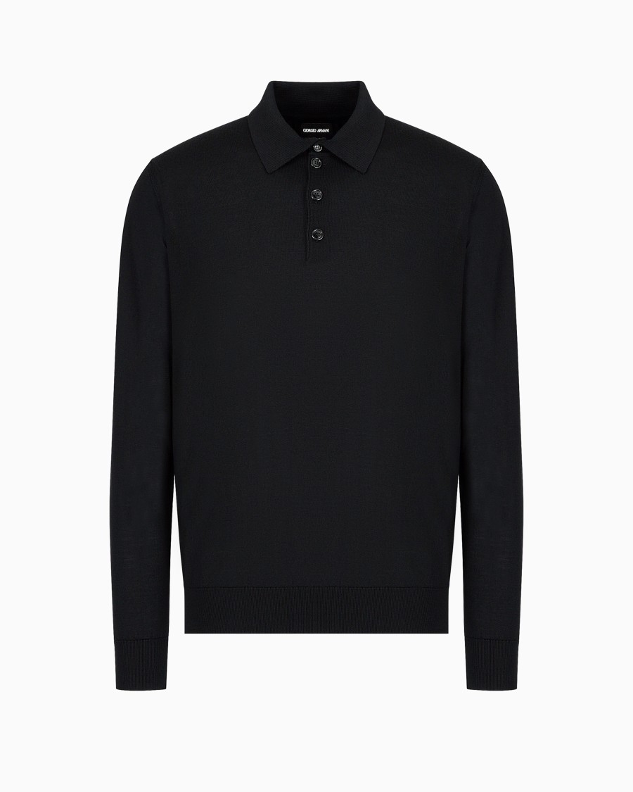 The world of armani POLO A MANICHE LUNGHE IN LANA VERGINE In Saldo