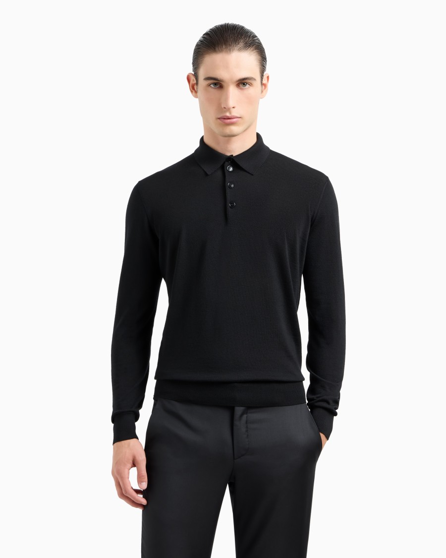 The world of armani POLO A MANICHE LUNGHE IN LANA VERGINE In Saldo