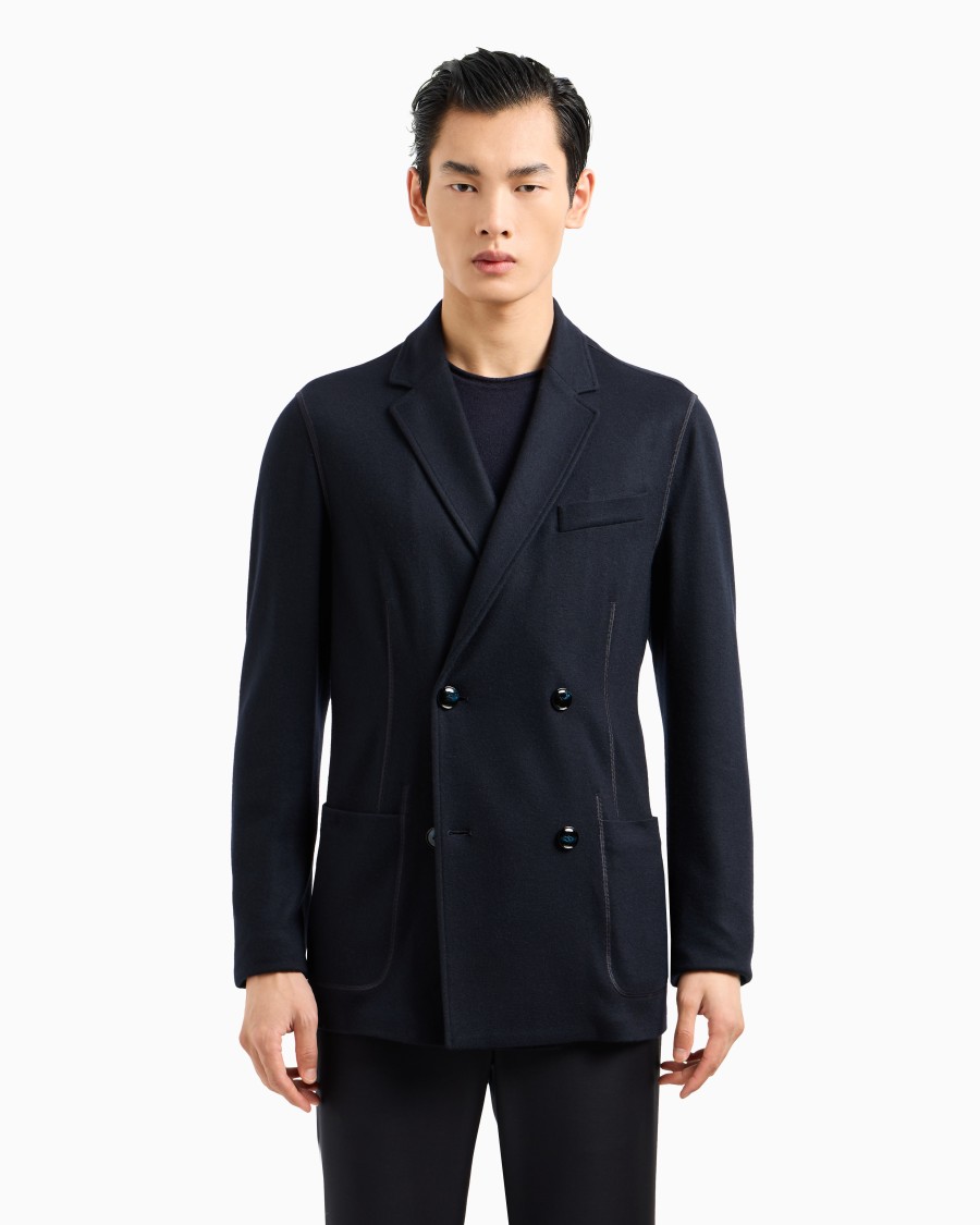 The world of armani GIACCA DOPPIOPETTO ICON IN INTERLOCK DI CASHMERE FOLLATO Italy