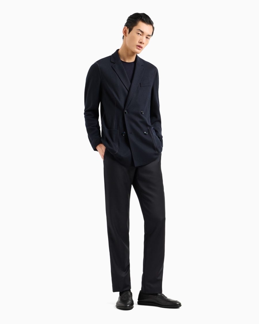 The world of armani GIACCA DOPPIOPETTO ICON IN INTERLOCK DI CASHMERE FOLLATO Italy