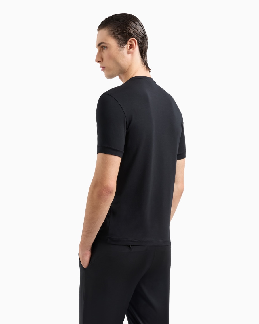 The world of armani T-SHIRT IN JERSEY BAMBOO DI VISCOSA STRETCH CON RICAMO GA Qualità