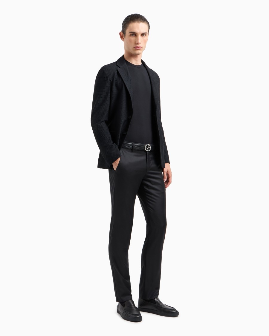 The world of armani T-SHIRT IN JERSEY BAMBOO DI VISCOSA STRETCH CON RICAMO GA Qualità