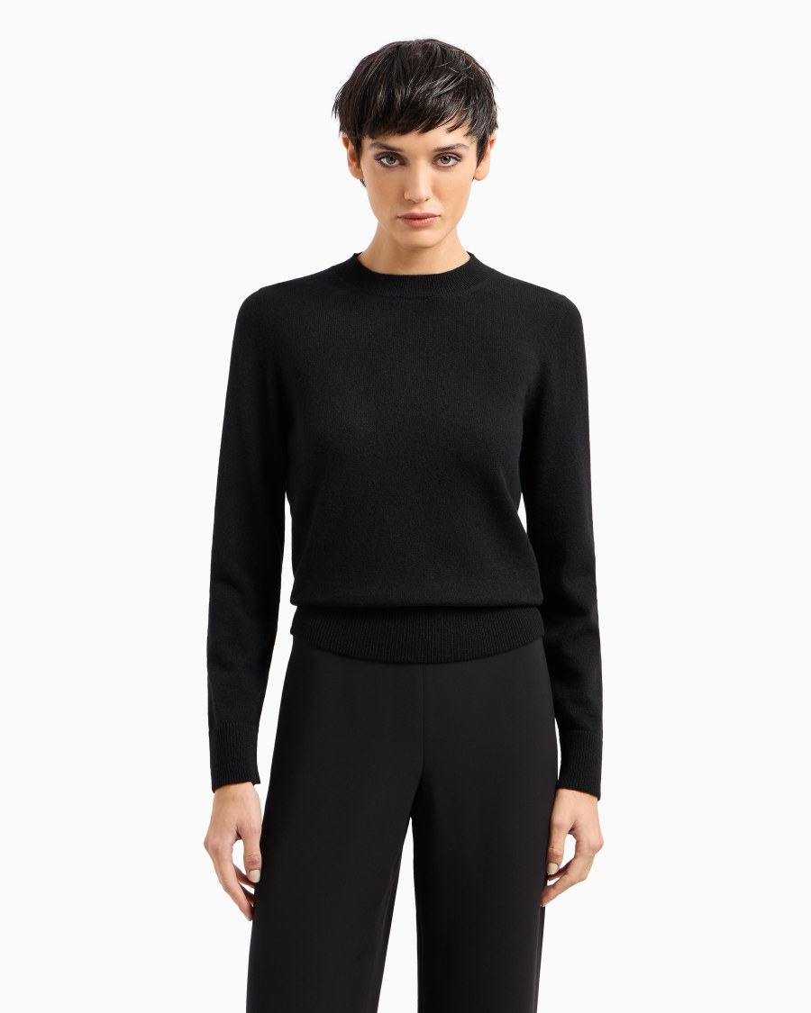 The world of armani MAGLIONE IN CASHMERE CON PROFILI A COSTE Vendita Calda