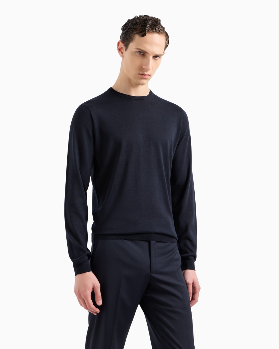 The world of armani MAGLIA GIROCOLLO A MANICA LUNGA IN SETA E COTONE 2025