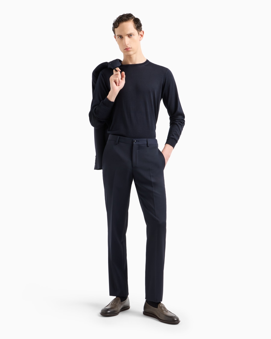 The world of armani MAGLIA GIROCOLLO A MANICA LUNGA IN SETA E COTONE 2025