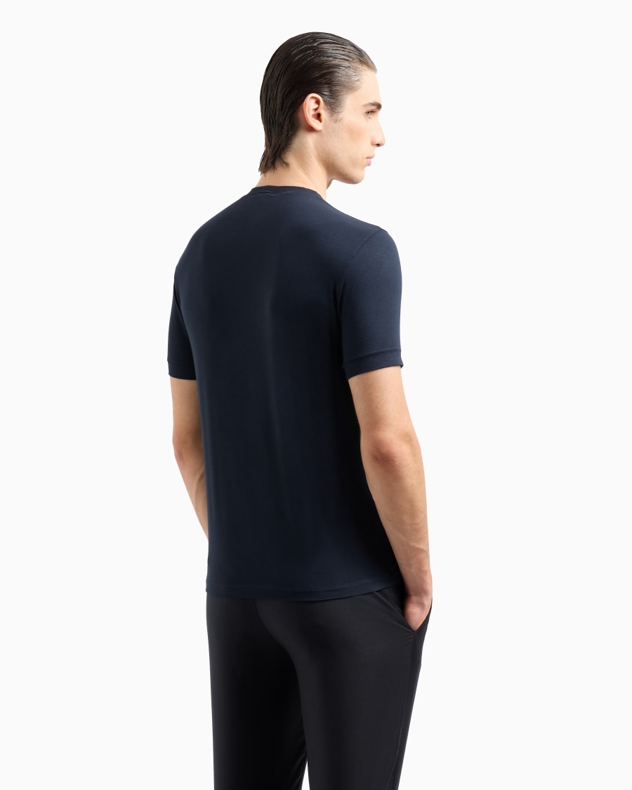 The world of armani T-SHIRT IN JERSEY BAMBOO DI VISCOSA STRETCH CON RICAMO GA Negozi Online