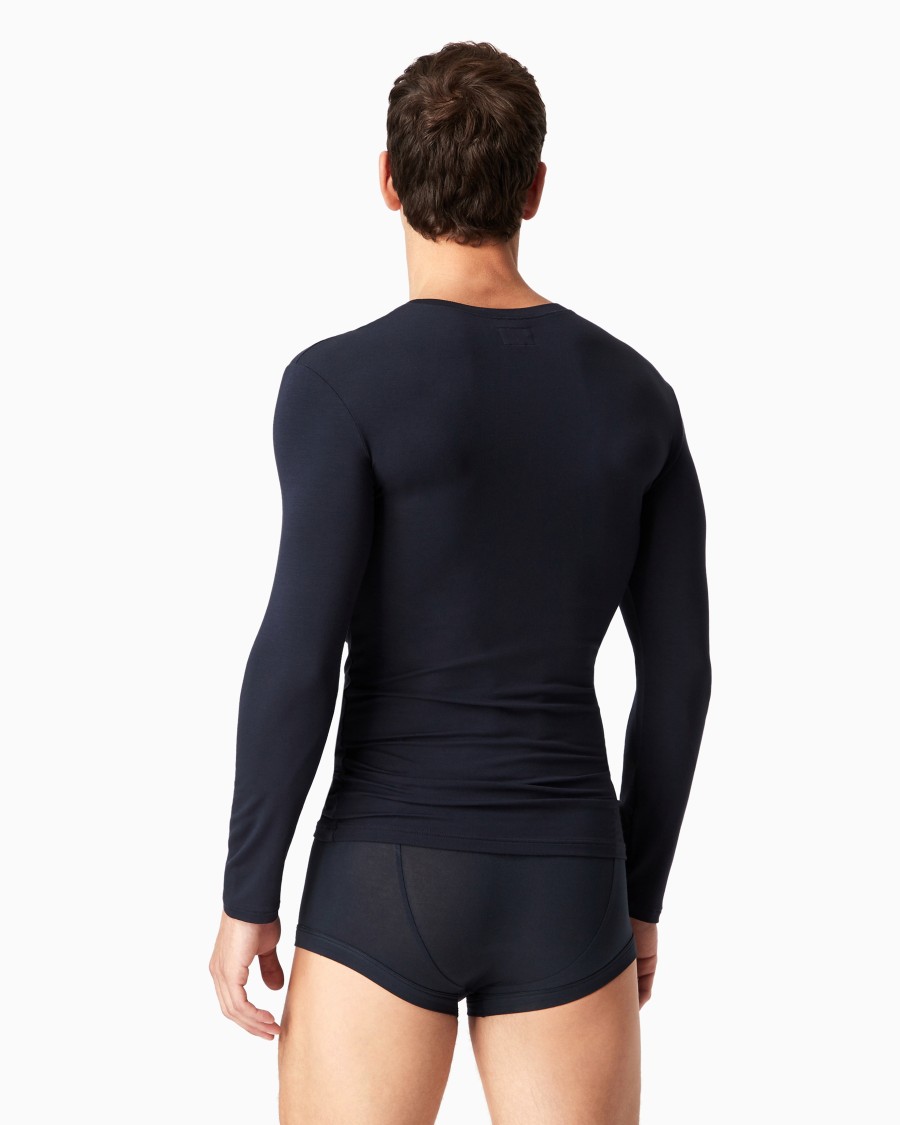 The world of armani MAGLIA LOUNGEWEAR A MANICA LUNGA IN MODAL STRETCH Prezzo Ridotto