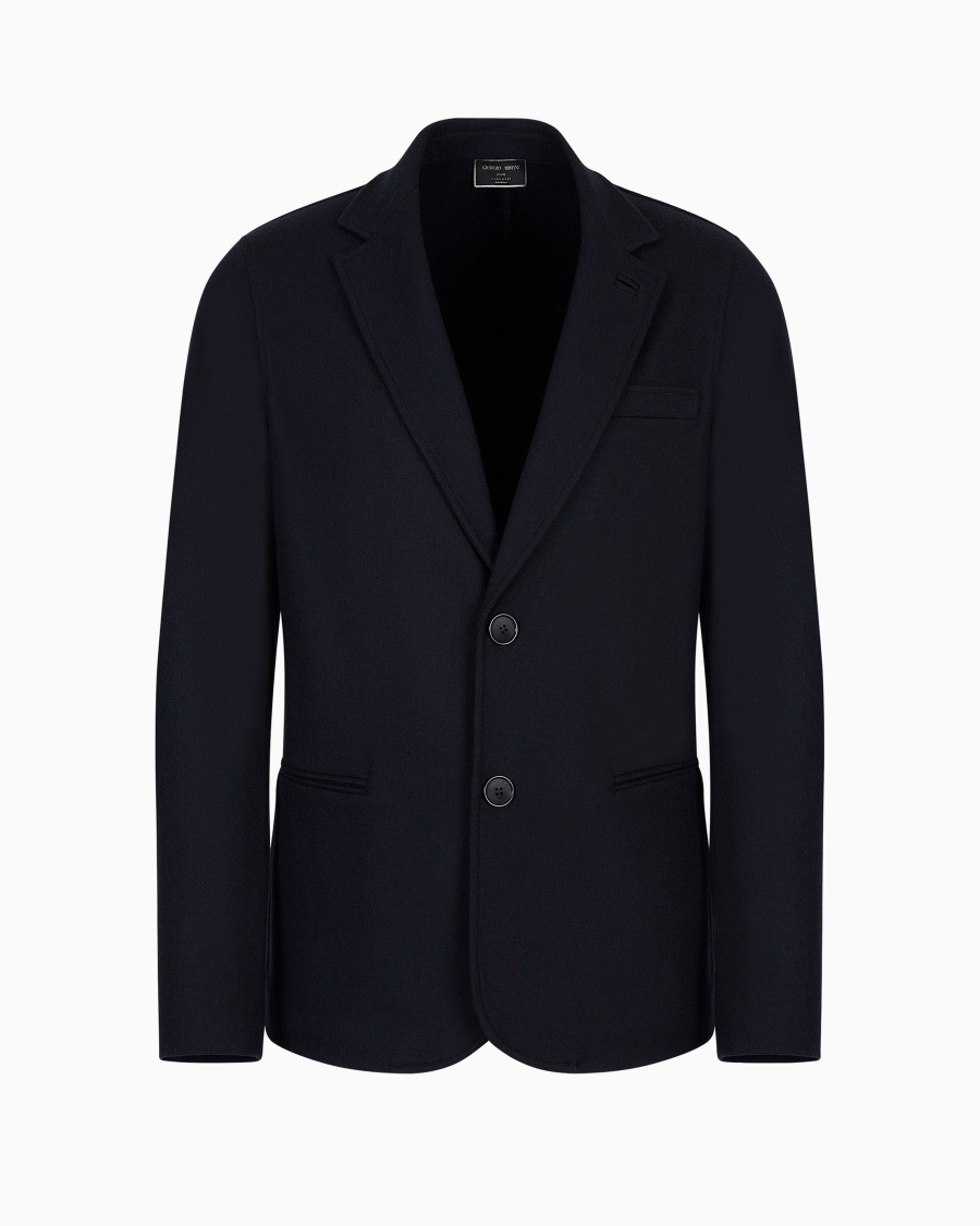 The world of armani GIACCA MONOPETTO ICON IN JERSEY DI PANNO IN PURO CASHMERE Presa