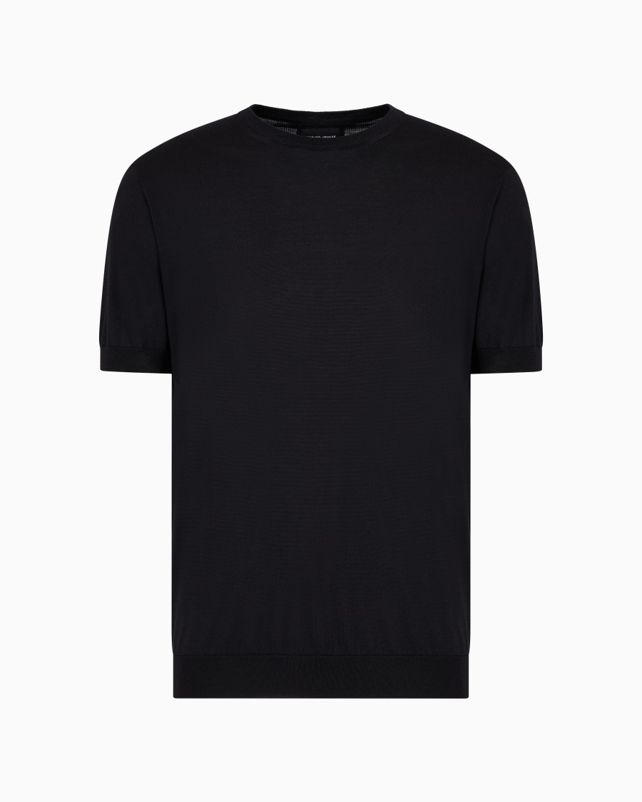 The world of armani MAGLIA GIROCOLLO IN SETA E COTONE Economico