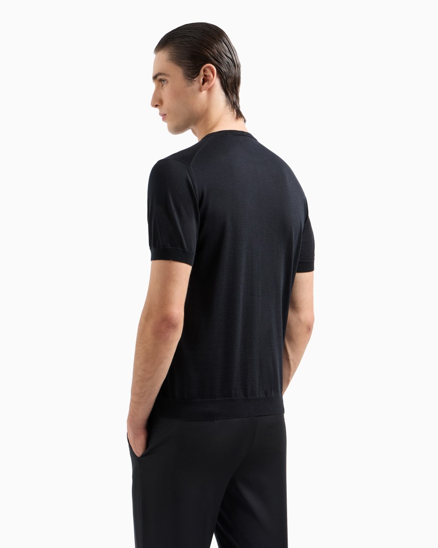 The world of armani MAGLIA GIROCOLLO IN SETA E COTONE Economico