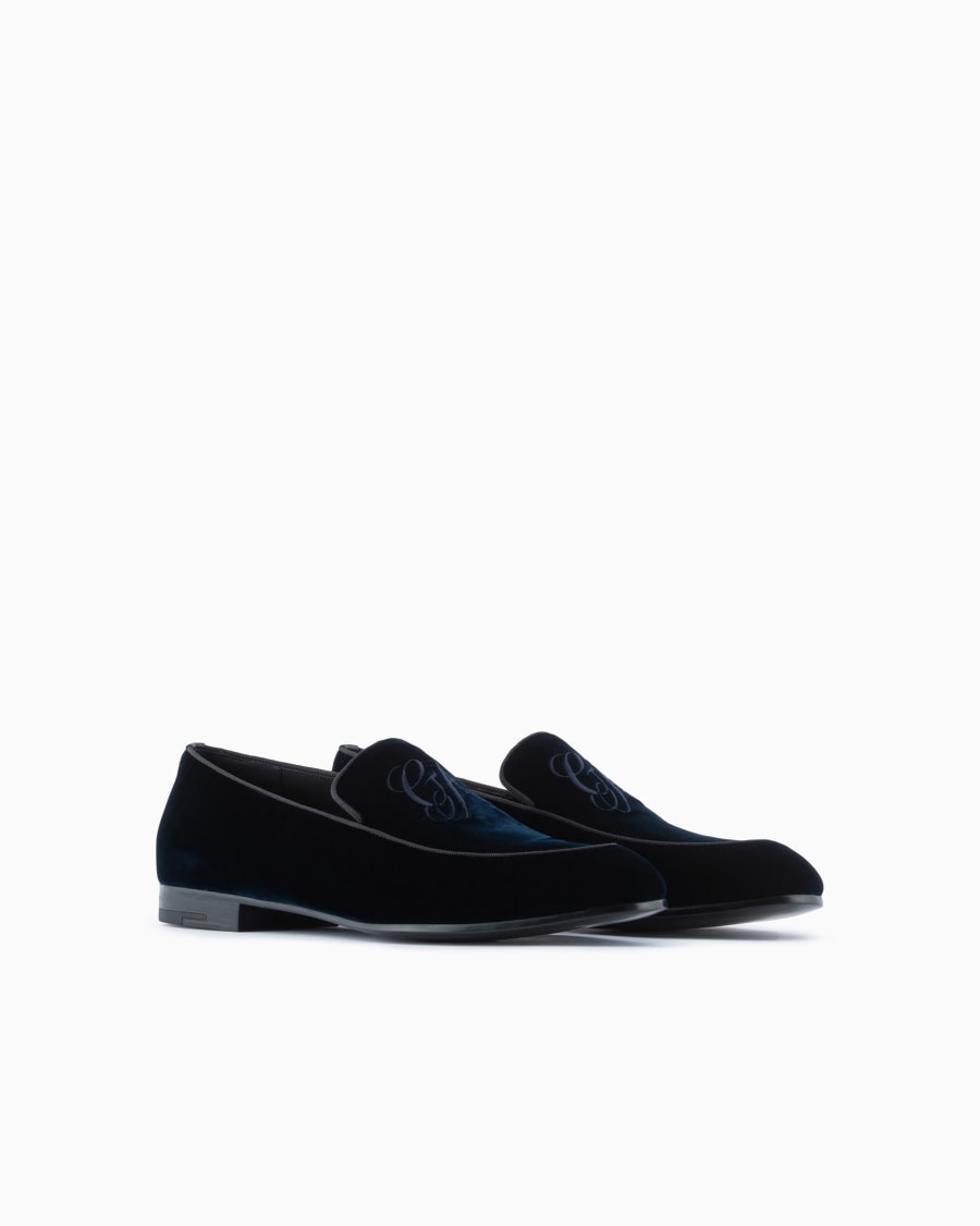 The world of armani MOCASSINI IN VELLUTO CON LOGO RICAMATO Online