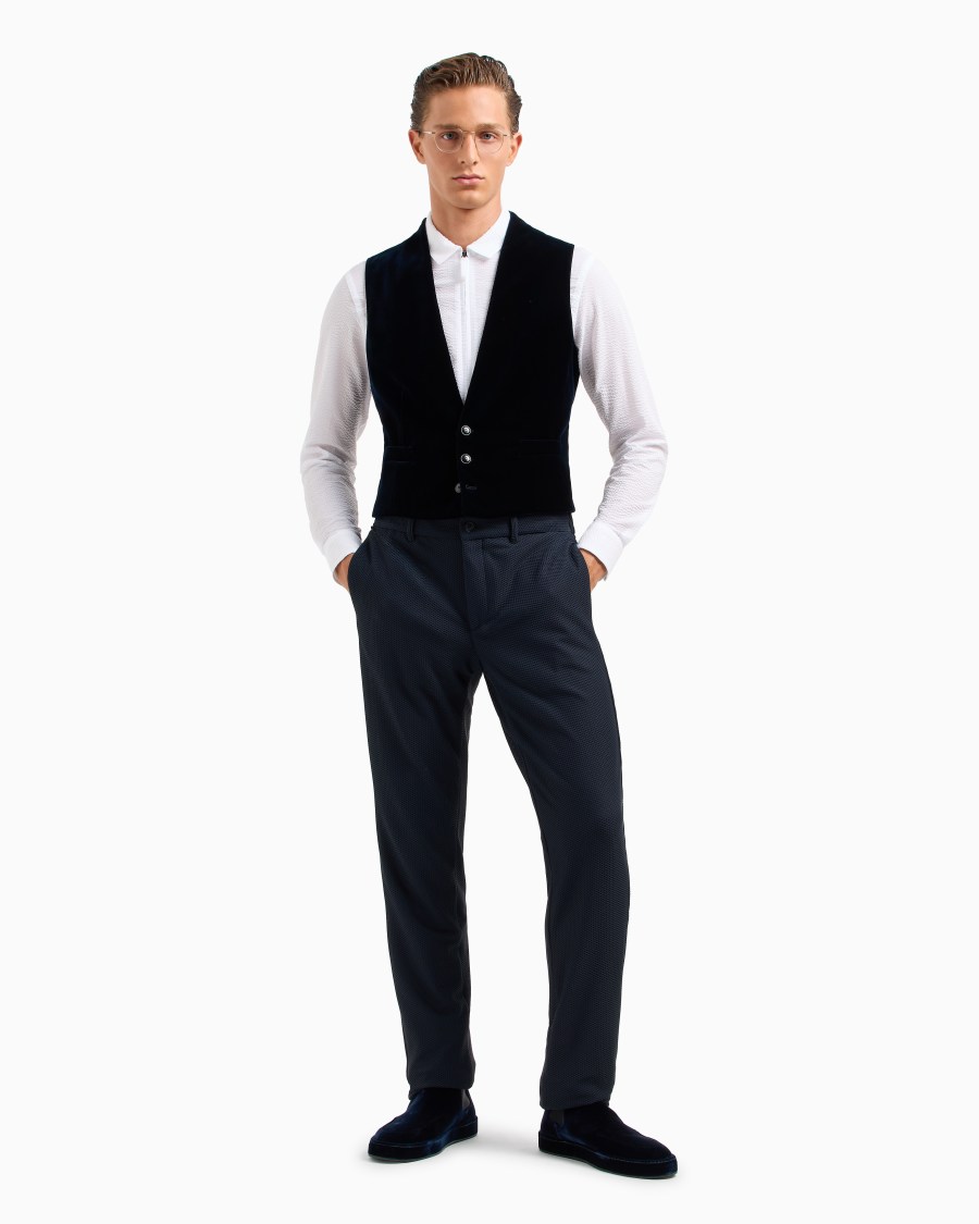 The world of armani CAMICIA SLIM FIT CON ZIP IN COTONE SEERSUCKER Outlet