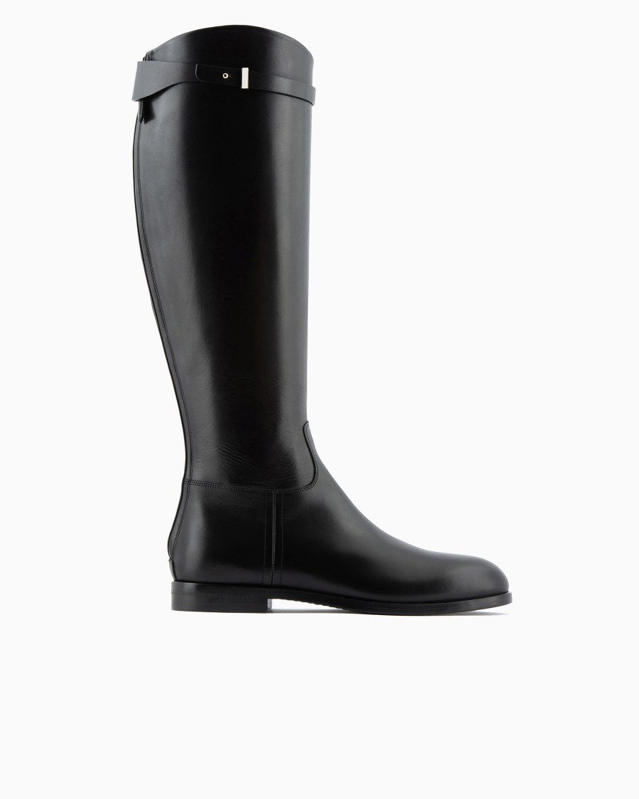 The world of armani STIVALI IN PELLE CON CINTURINO Nuovo