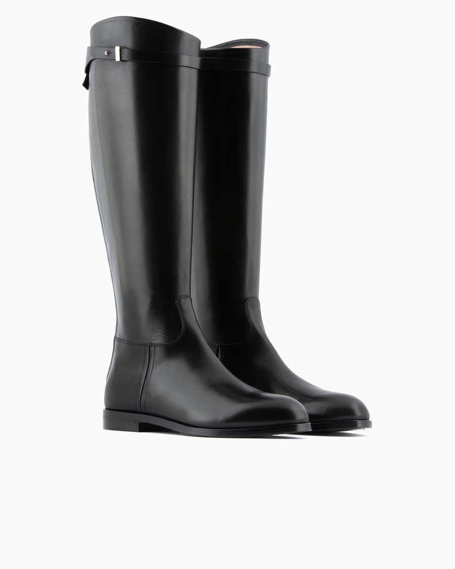 The world of armani STIVALI IN PELLE CON CINTURINO Nuovo