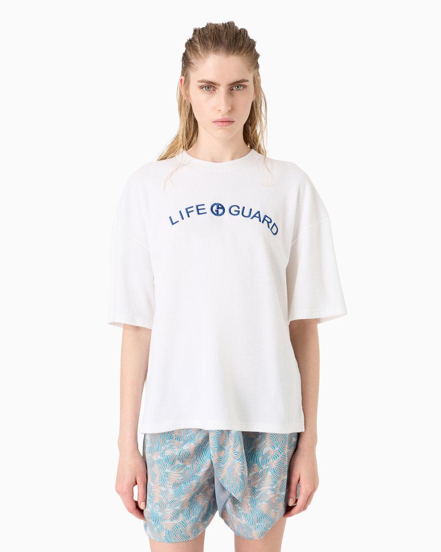 The world of armani T-SHIRT GIROCOLLO IN JERSEY DI COTONE E SETA Spedizione Gratuita