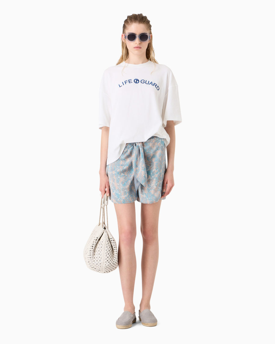 The world of armani T-SHIRT GIROCOLLO IN JERSEY DI COTONE E SETA Spedizione Gratuita