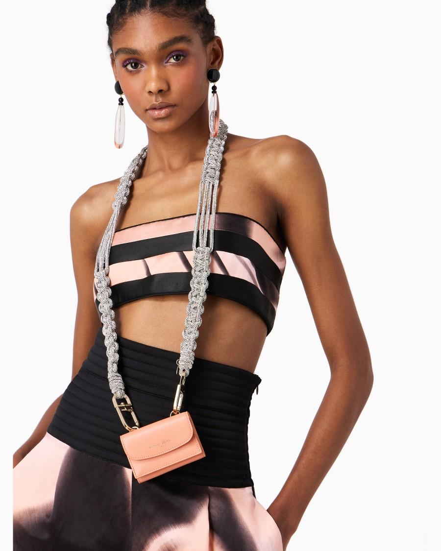 The world of armani TRACOLLA LUNGA IN STRASS CON MOTIVO INTRECCIO Acquista Ora