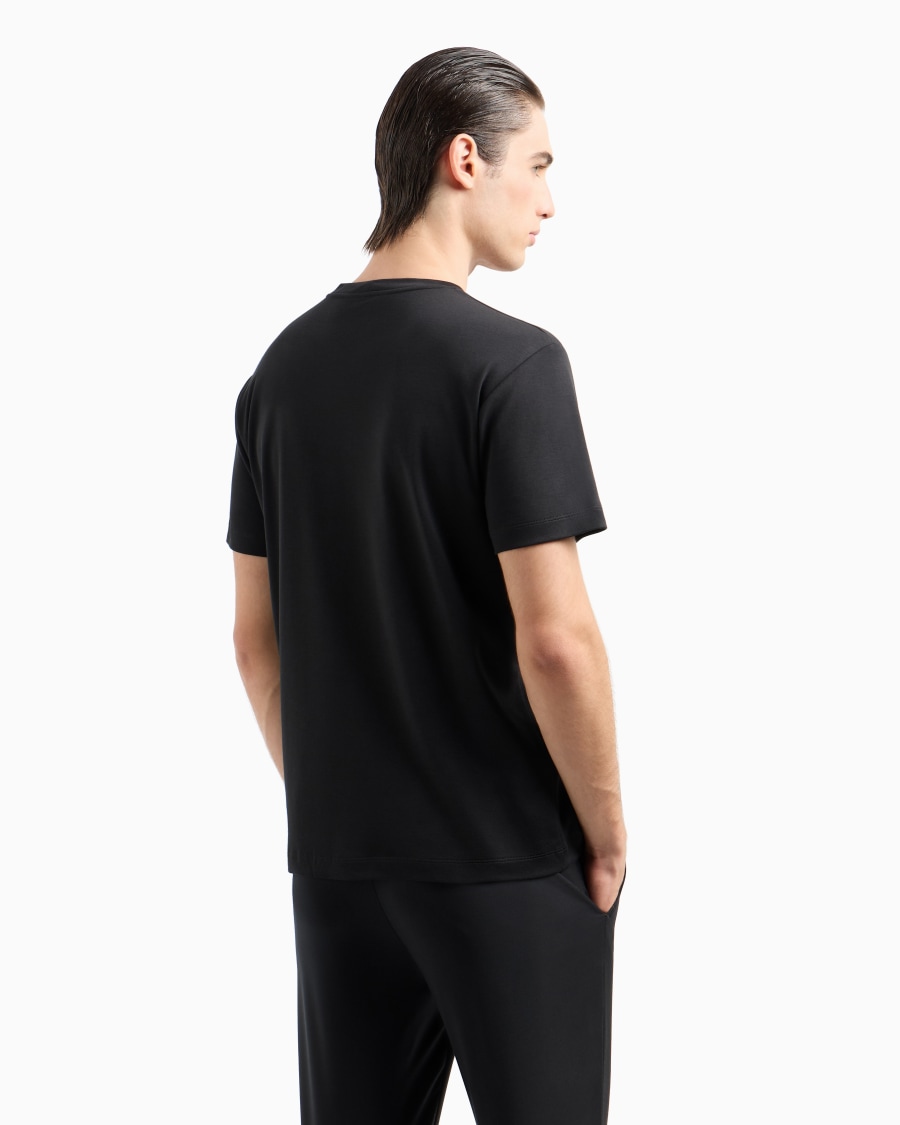 The world of armani T-SHIRT IN INTERLOCK DI PURO COTONE CON LOGO RICAMATO Negozio