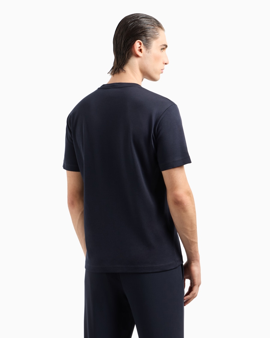 The world of armani T-SHIRT IN INTERLOCK DI PURO COTONE CON LOGO RICAMATO In Saldo