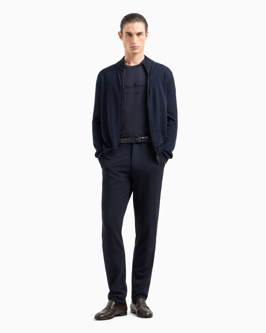 The world of armani T-SHIRT IN INTERLOCK DI PURO COTONE CON LOGO RICAMATO In Saldo