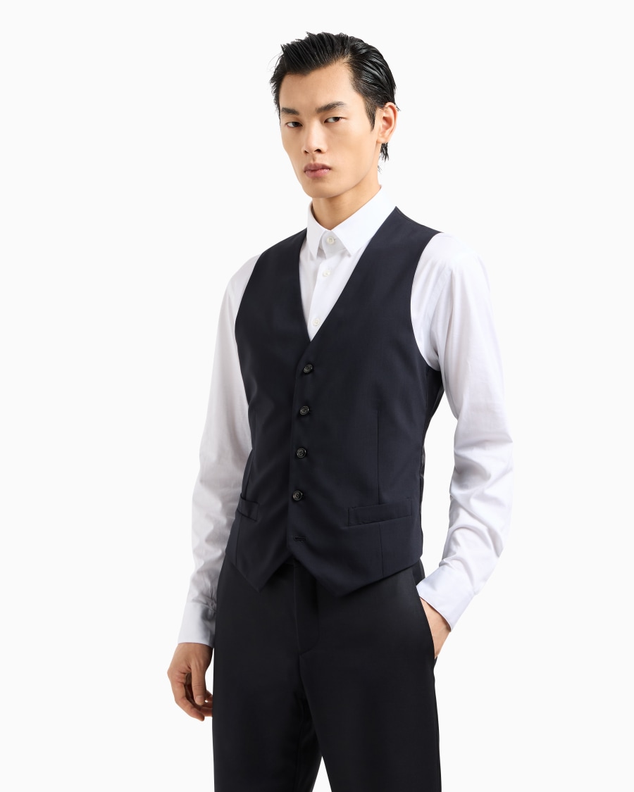 The world of armani GILET MONOPETTO IN LANA VERGINE Nuova