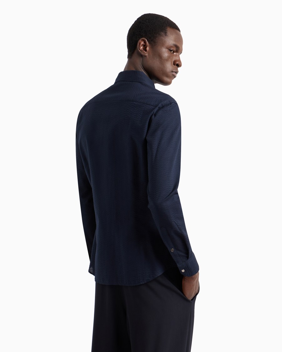 The world of armani CAMICIA SLIM FIT CON ZIP IN COTONE SEERSUCKER 2025