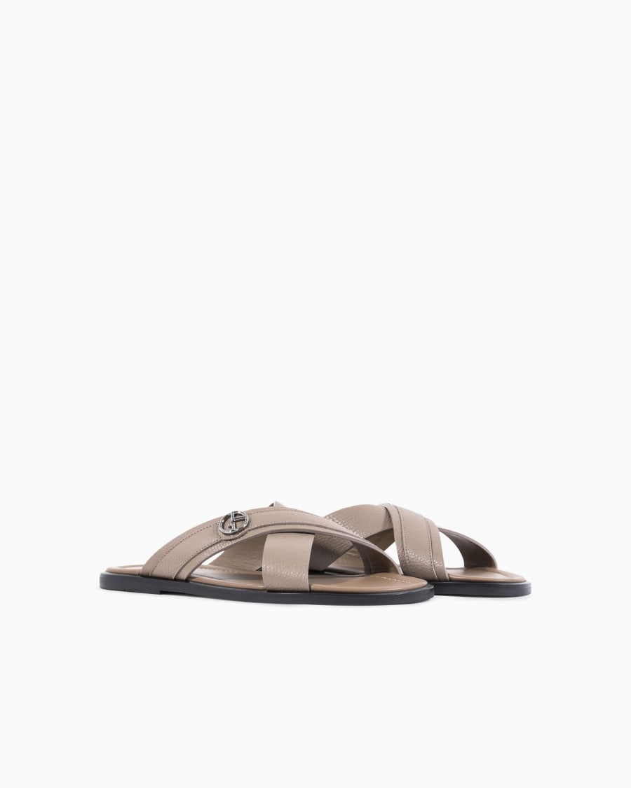 The world of armani SANDALI CROSS IN PELLE GRANATA 2025